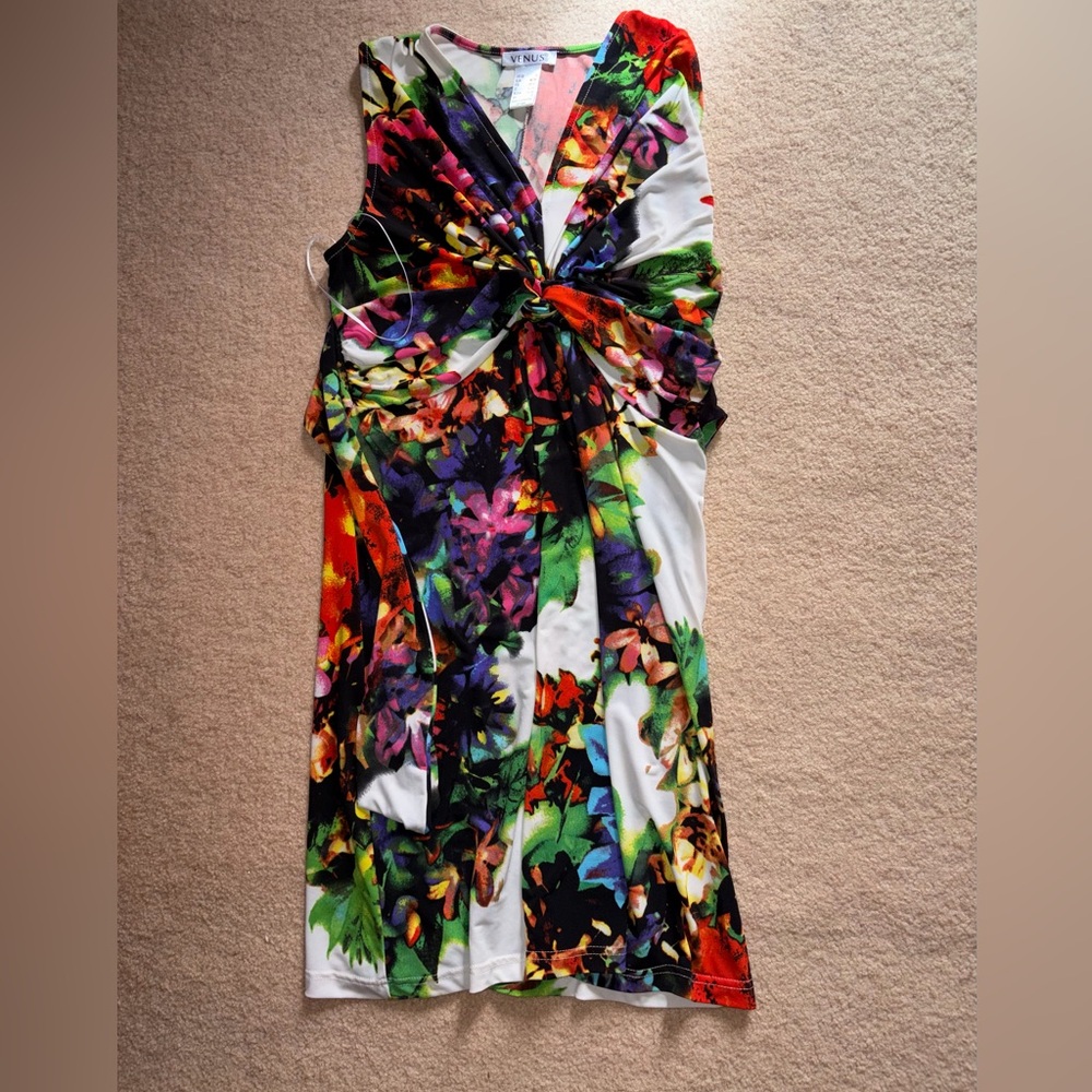 VENUS Dress Multicolor Floral Twist-Front - Picture 2 of 5